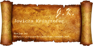 Jovicza Krisztofer névjegykártya
